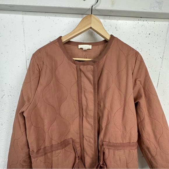 Promesa Large Mauve Pink Slow Lane Quilted Drawstring Zip Up Jacket - Picture 6 of 16